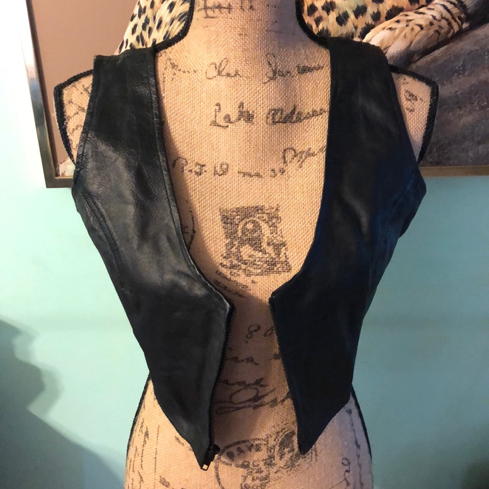 Leather and lace vest